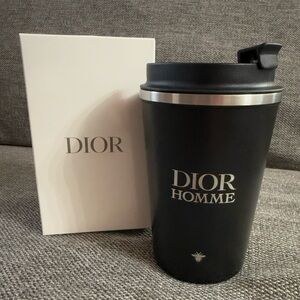 Dior Homme Small Tumbler Travel Coffee Mug Black Stainless Steel Authentic